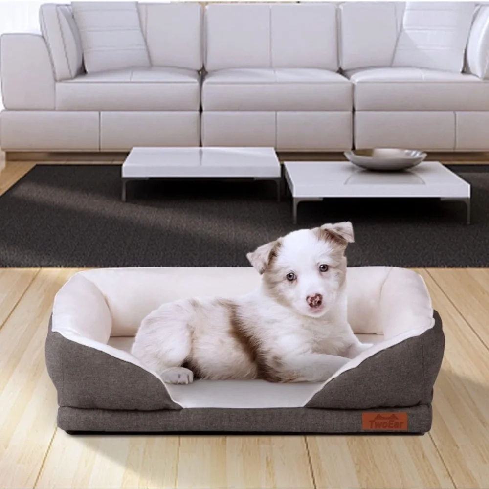 New TwoEar Dog Bed Memory Foam Orthopedic Pet Dogs Cats up to 110lb Medium Black